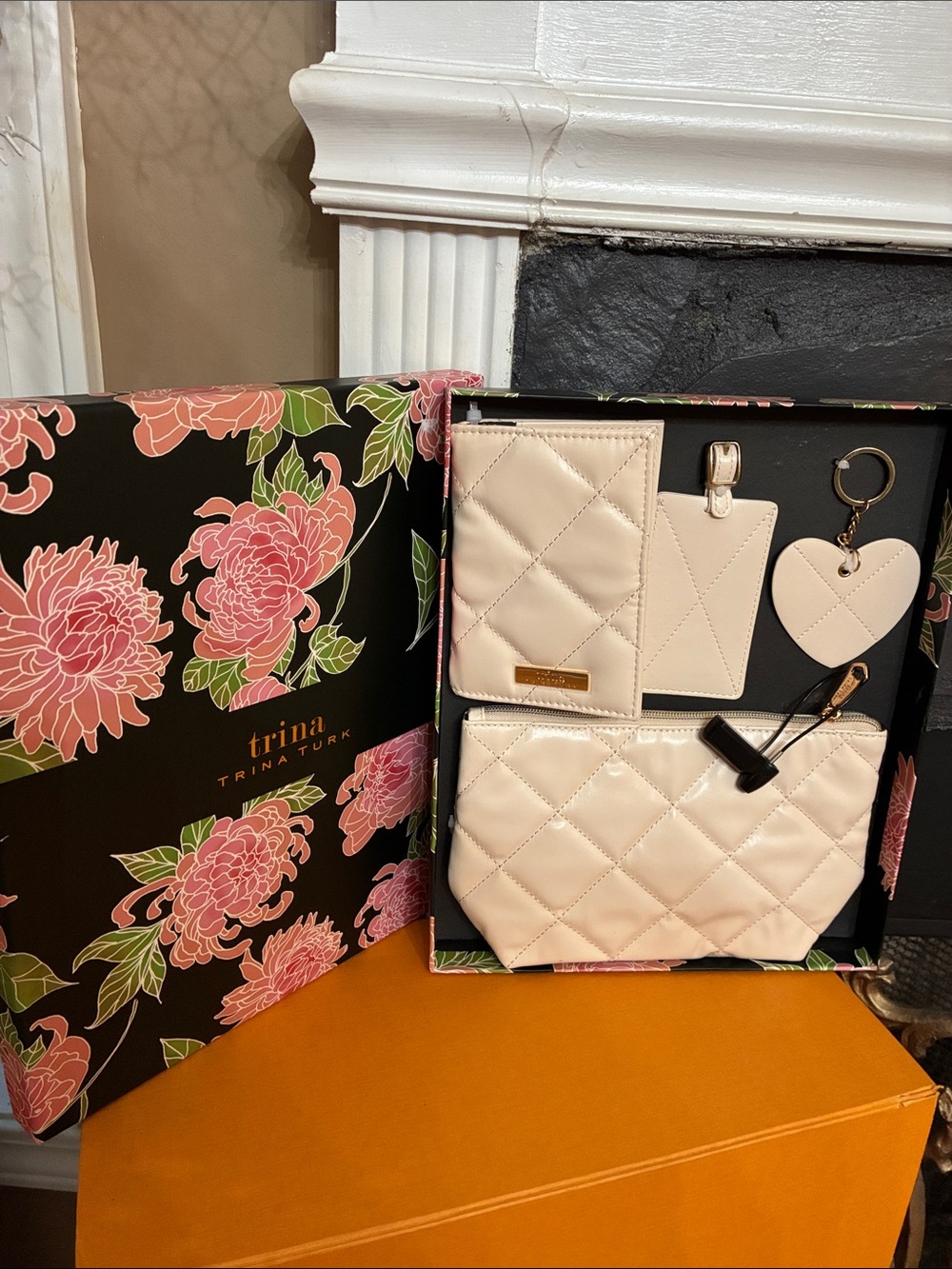 Trina Turk Quilted Blush Pink Travel Accessory Gift Set
